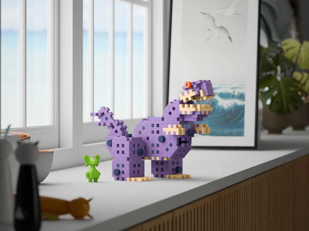 Marioinex Diplodocus ir T-Rex Mini vaflinės kaladėlės 148vnt + figūrėlė ZA5501
