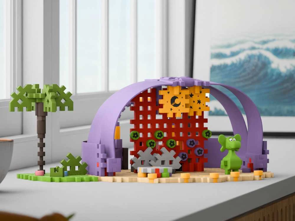 Marioinex Dragon Diplodocus ir Scene Mini vaflių kaladėlės 148vnt + figūrėlė ZA5502