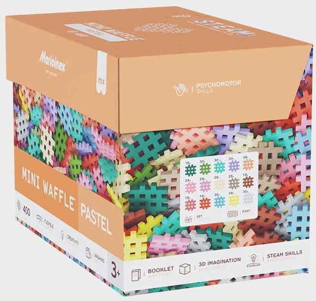 „Marioinex“ mini vafliniai kaladėlės, 400 pastelinių spalvų