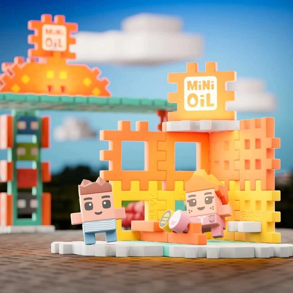 MARIOINEX Mini Waffle City statybiniai kaladėlės degalinė, 148 detalės