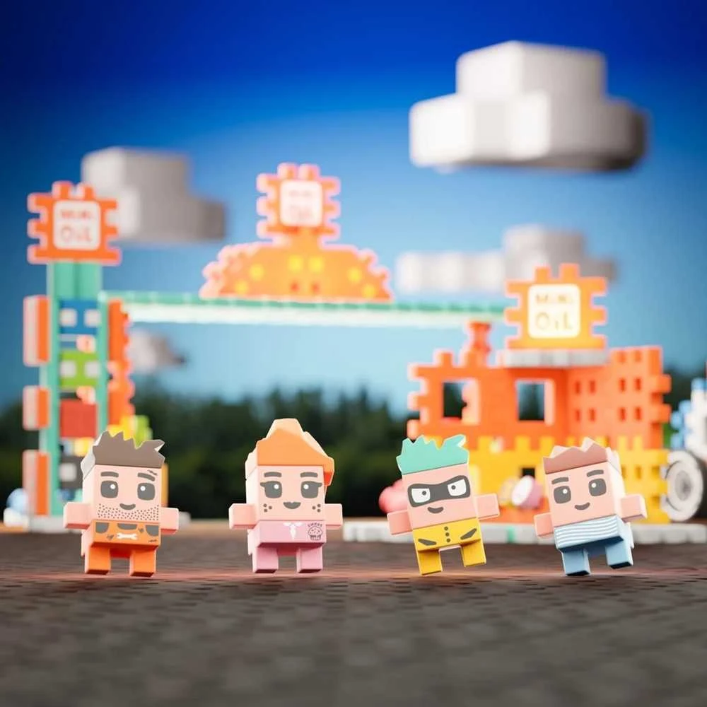 MARIOINEX Mini Waffle City statybiniai kaladėlės degalinė, 148 detalės