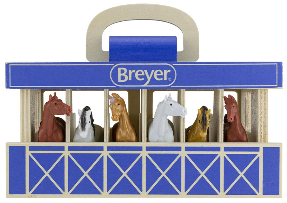 Marka Niezdefiniowana - Wooden stable + 6 horse figures FARMA Breyer Horses ZA6720