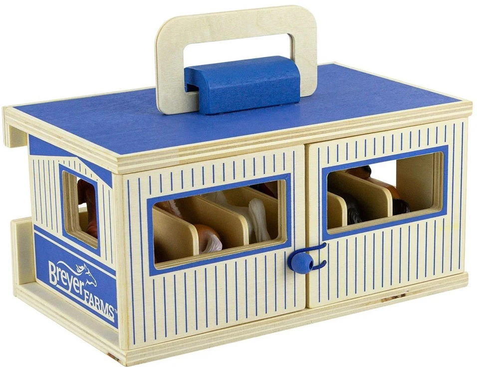 Marka Niezdefiniowana - Wooden stable + 6 horse figures FARMA Breyer Horses ZA6720