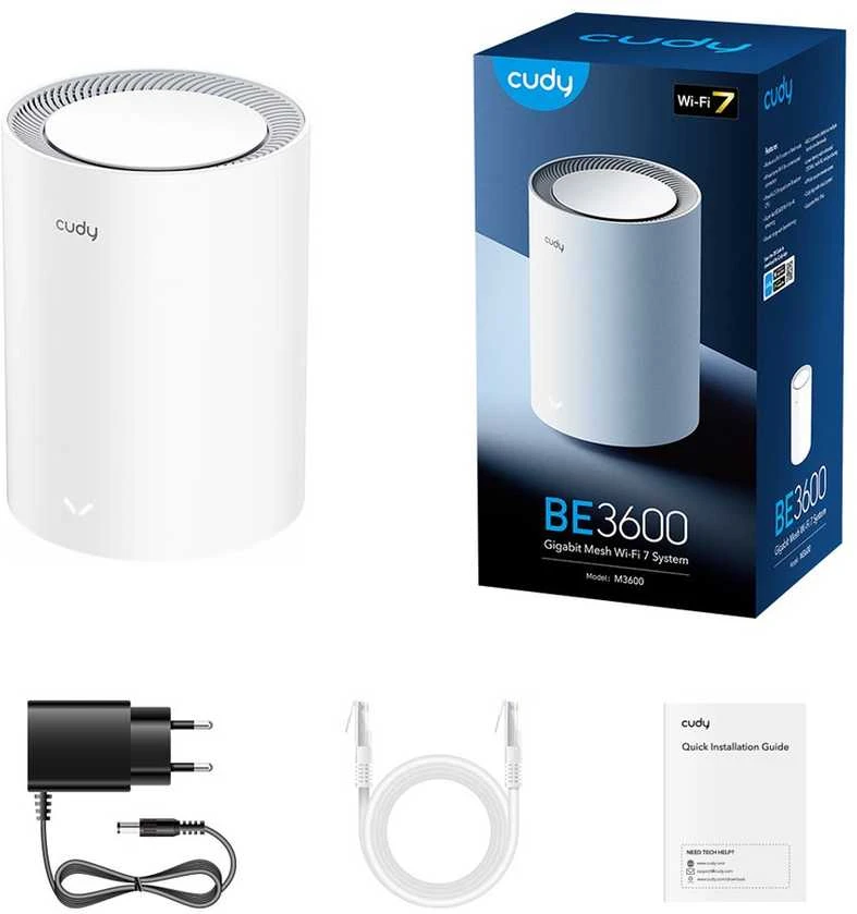 Maršrutizatorius Cudy M3600 Dual-band (2.4 GHz / 5 GHz) Wi-Fi 7 (802.11be) Baltas 3 Internal