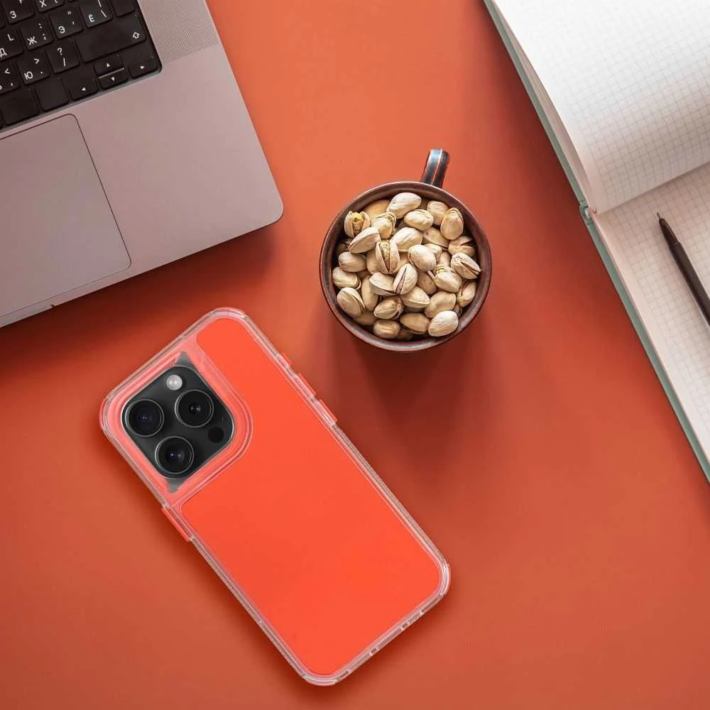 OEM dėklas, skirtas „iPhone 15 Matrix“, oranžinis