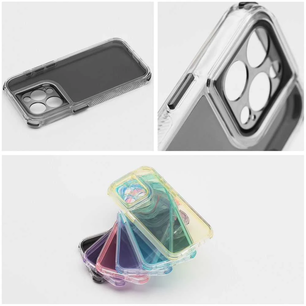 OEM dėklas, skirtas iPhone 17 Pro / 18 Pro (žemas kameros kraštas), Matrix Clear, juodas