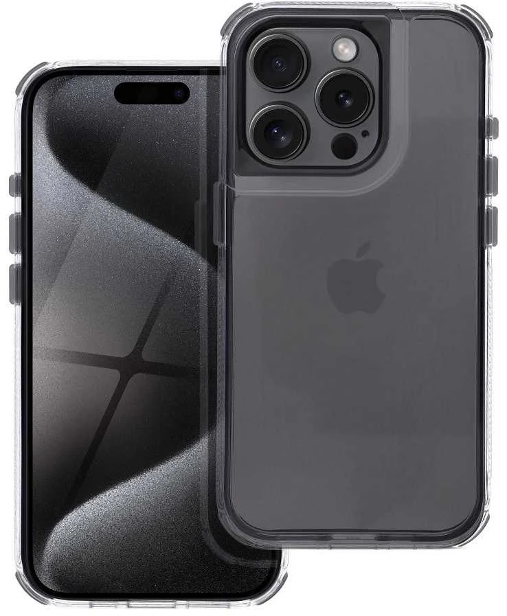 OEM dėklas, skirtas iPhone 17 Pro / 18 Pro (žemas kameros kraštas), Matrix Clear, juodas