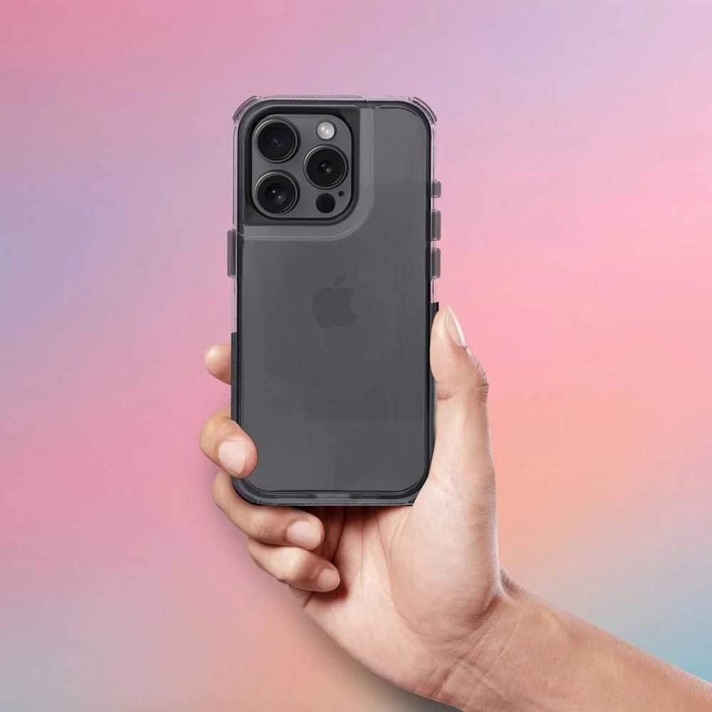 OEM dėklas, skirtas iPhone 17 Pro / 18 Pro (žemas kameros kraštas), Matrix Clear, juodas