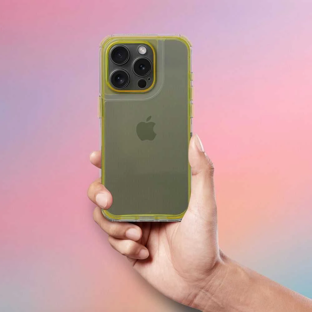 Oem Originalus „iPhone 16e“ (SE 4 2025) / 17e „Matrix“ dėklas, skaidrus, geltonas