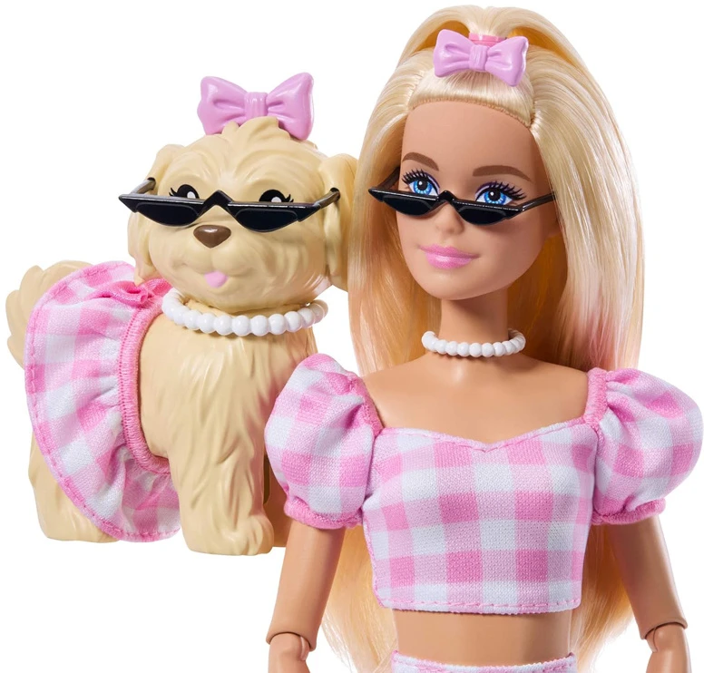 Mattel BARBIE TWINNING LOOKS šviesiaplaukės lėlės ir šunelio rinkinys (JFP36)