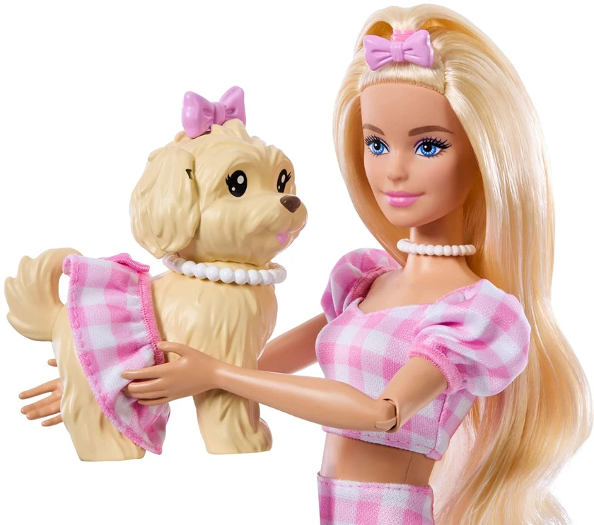 Mattel BARBIE TWINNING LOOKS šviesiaplaukės lėlės ir šunelio rinkinys (JFP36)