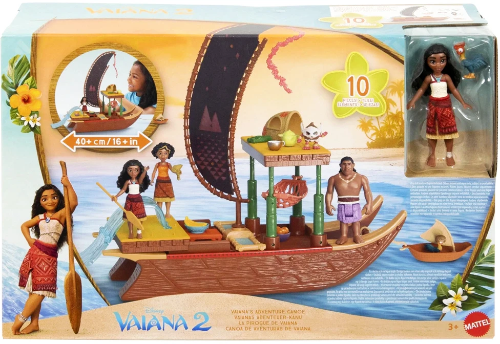 Žaislas - Mattel Disney Vaiana 2 Kanoja Žaislų Rinkinys su Mini Lėle ir Priedais