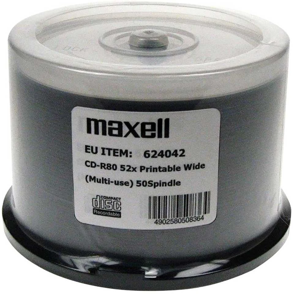 CD-R Diskas - MAXELL 700MB 52x 80min 50vnt Spindulys Spausdinimui