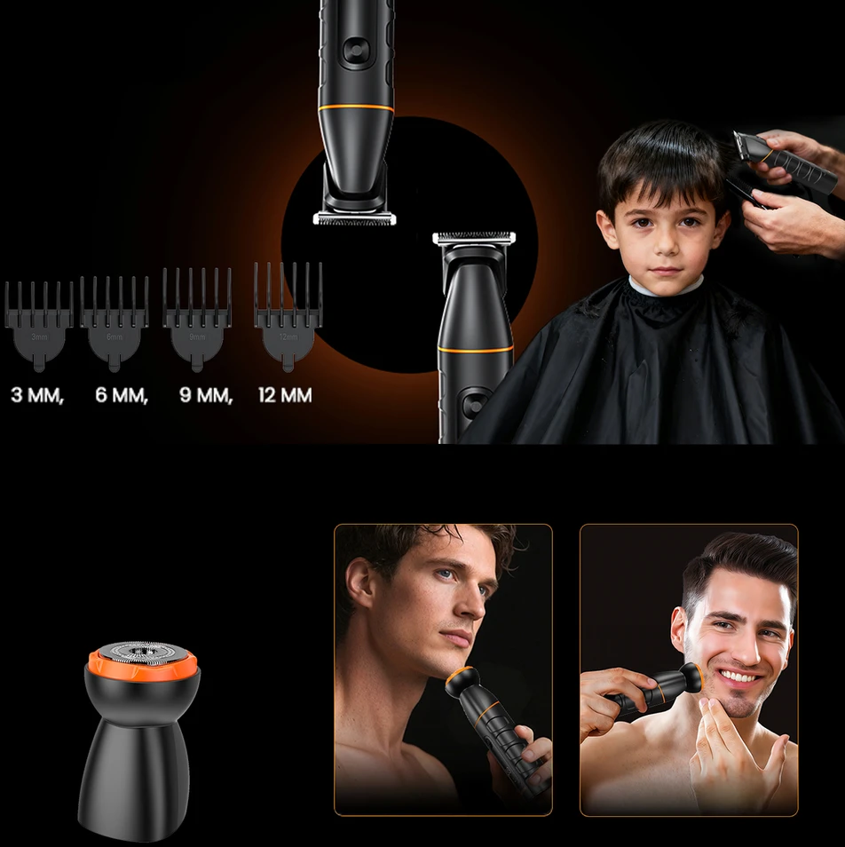 MAXGROOM LK-892 daugiafunkcis kirptuvas su keičiamais antgaliais - juodas