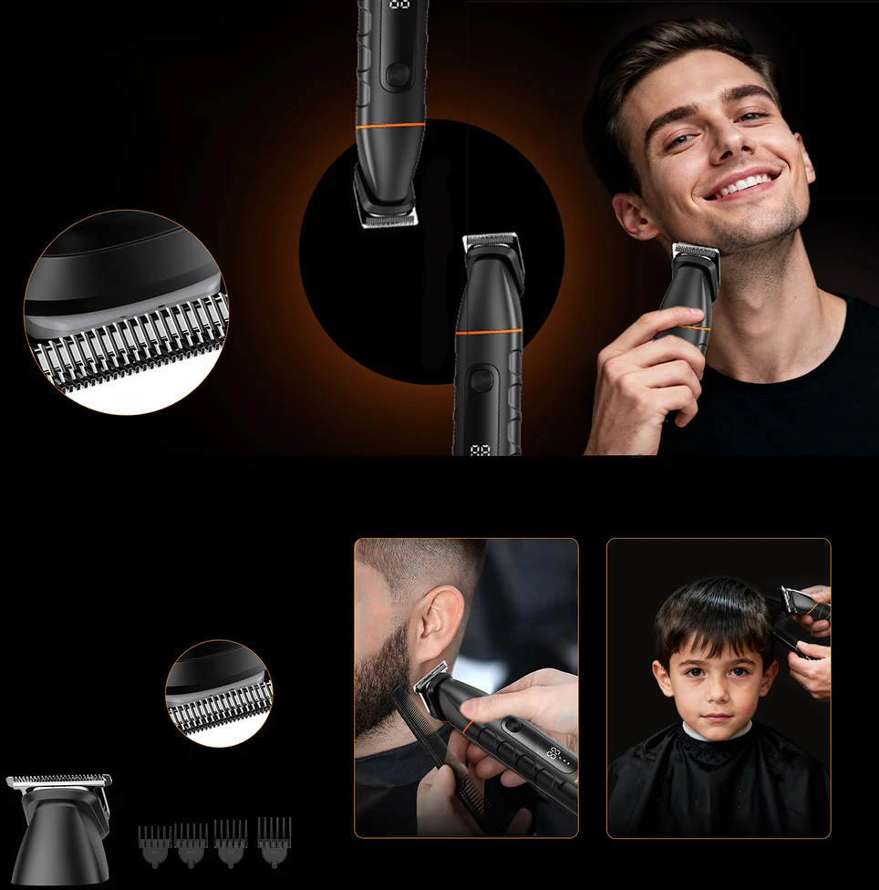 MAXGROOM LK-892 daugiafunkcis kirptuvas su keičiamais antgaliais - juodas