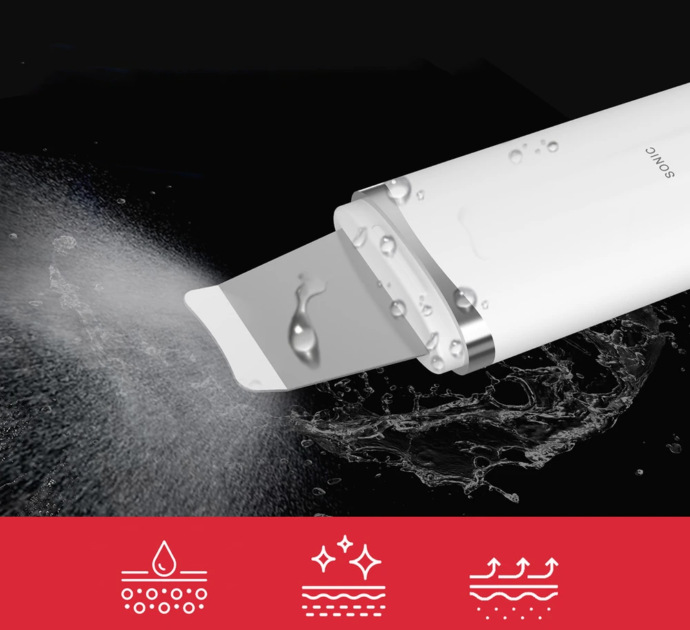 MAXGROOM M-169 ultragarsinis kavitacijos pilingo aparatas su LED šviesos terapija - baltas