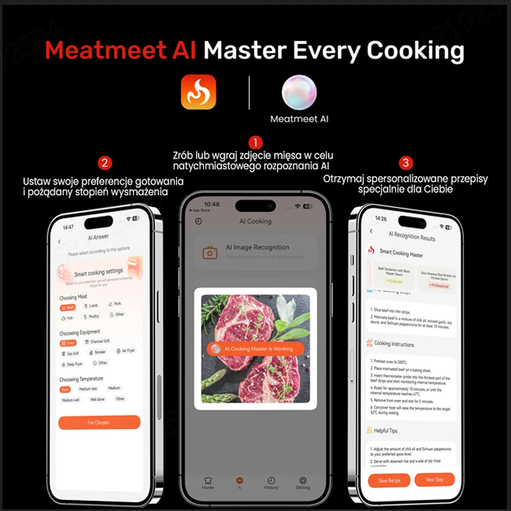 Virtuvinės svarstyklės Nezatříděno „Meatmeet S Pro“ virtuvės termometras su „Bluetooth“ programėle griliams, orkaitėms, rūkykloms – pilkas