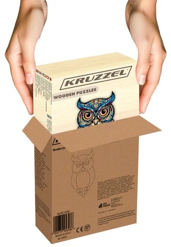 Išskirtinė įdomi medinė dėlionė - Pelėda Kruzzel 24551
