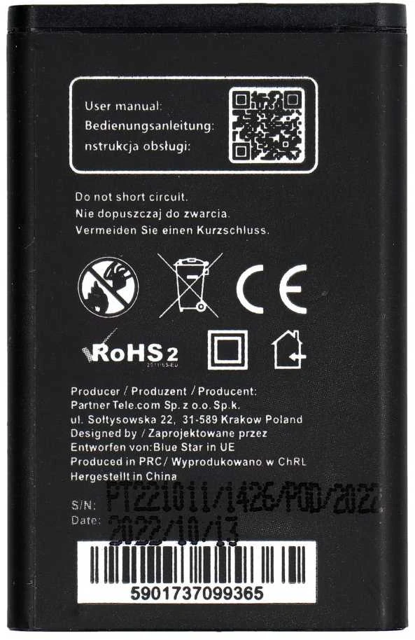 BlueStar Nokia 1208 / 1200 / C1 / 1616 / 1800 baterija, 1100 mAh, mėlyna žvaigždė