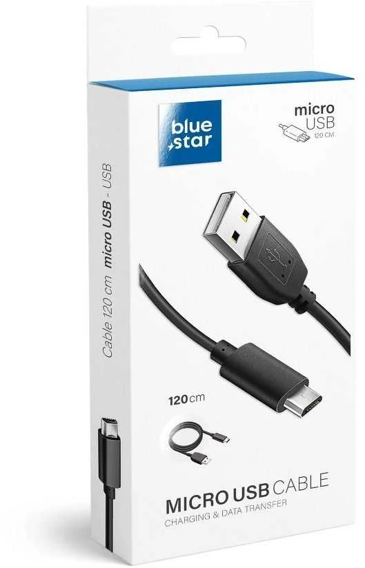 BlueStar USB A į Micro USB laidas Blue Star Lite 3A 1,2 m juodas