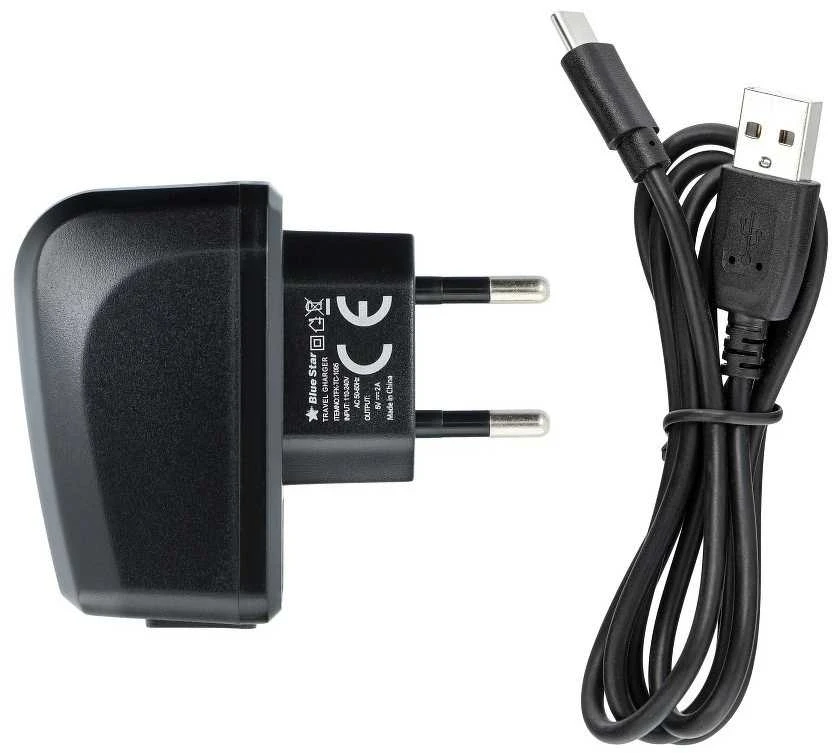 BlueStar Įkroviklis Blue Star (TFK-TC-1095B) + laidas "USB-C (Type-C)" 2A (10W) juodas