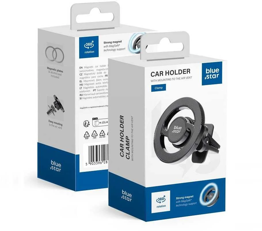 BlueStar „Blue Star“ magnetinis automobilio telefono laikiklis, suderinamas su „Magsafe Mėlyna star CLAMP“ oro išleidimo angos juodas