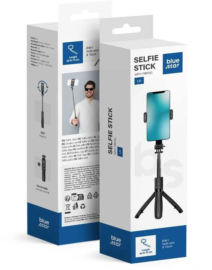 BlueStar Asmenukių lazda + trikojis Blue Star (L21) juoda