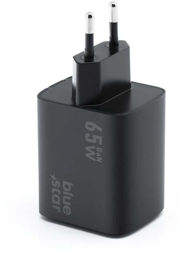 BlueStar Telefono įkroviklis Blue Star GaN 2 x USB C + USB A QC4.0 PD 4A 65W VT-43 juodas