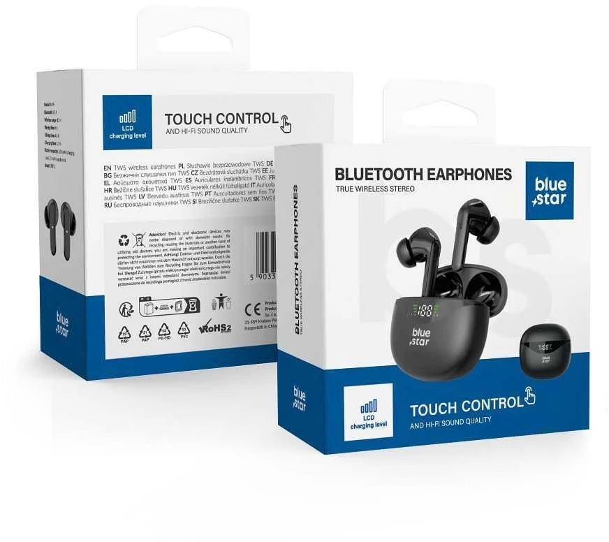 BlueStar Belaidės ausinės Blue Star T60 TWS juodas