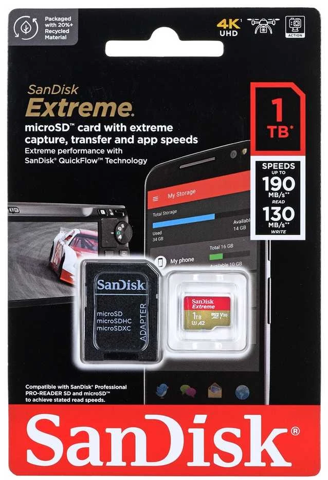 SANDISK EXTREME Micro SDXC atminties kortelė 1 TB 190/130 MB/s UHS-I U3 (SDSQXAV-1T00-GN6MA)