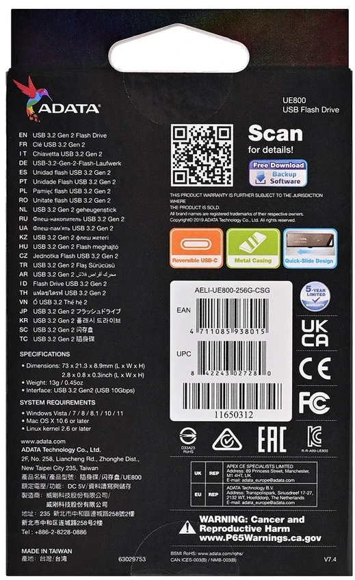 USB laikmena Adata Elite UE800 256GB USB 3.2