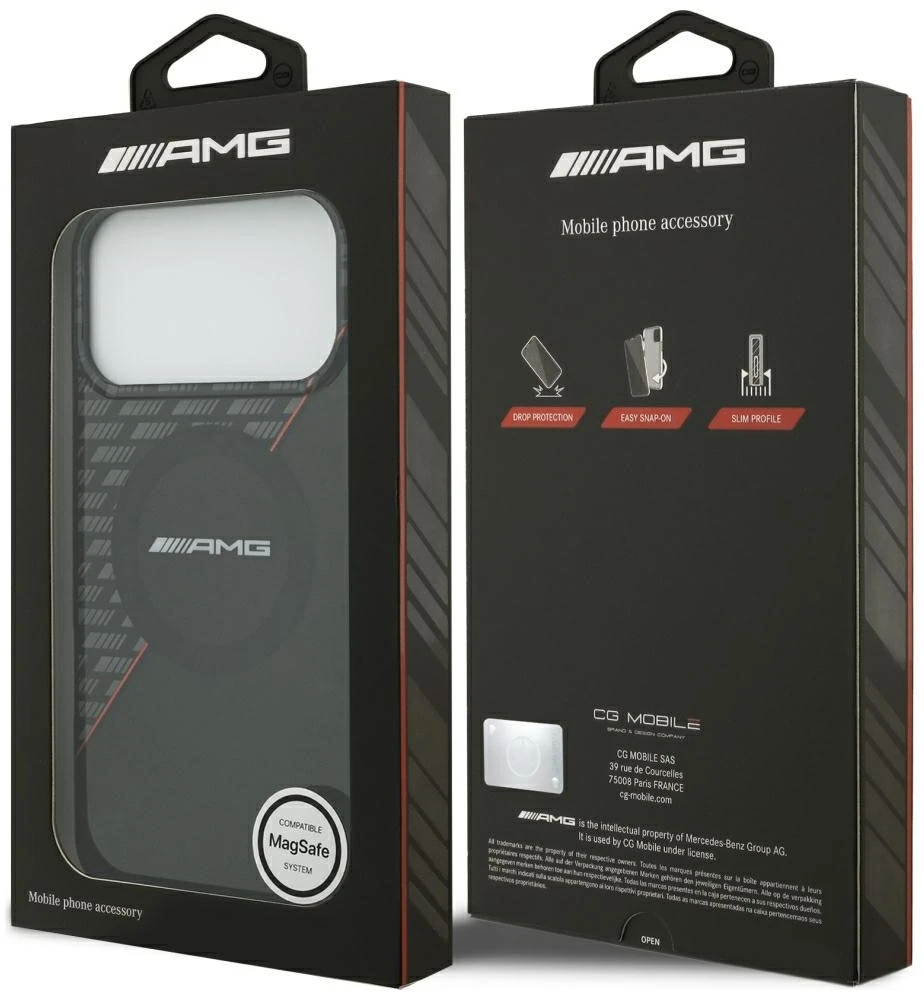 Mercedes AMG IML dviejų sluoksnių rombų MagSafe dėklas iPhone 18 Pro Max / 17 Pro Max - juodas ir raudonas
