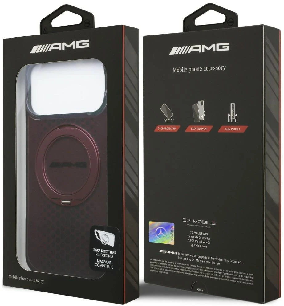 Mercedes AMG IML Double Layer Urban Line with Ring Stand MagSafe case for iPhone 18 Pro Max / 17 Pro Max - burgundy