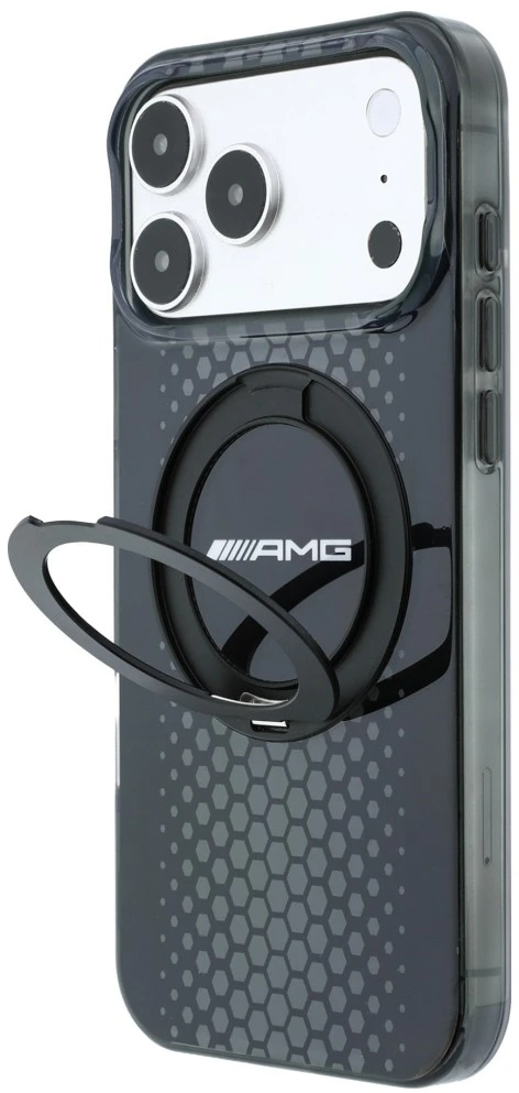 Dėklas Mercedes AMG IML Double Layer Urban Line with Ring Stand MagSafe Case for iPhone 18 Pro Max / 17 Pro Max - Juodas