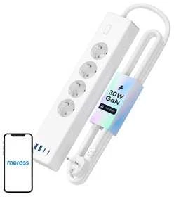 Meross MSP844 Wifi prailgintojas 4 AC kištukai 4 USB Matter