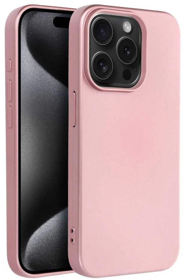 OEM dėklas, skirtas iPhone 15 PRO, metalinės rožinės spalvos