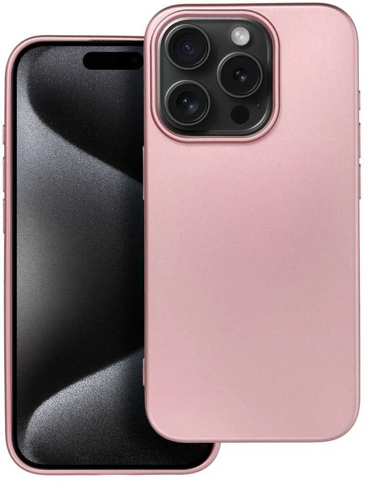 OEM dėklas, skirtas iPhone 15 PRO, metalinės rožinės spalvos