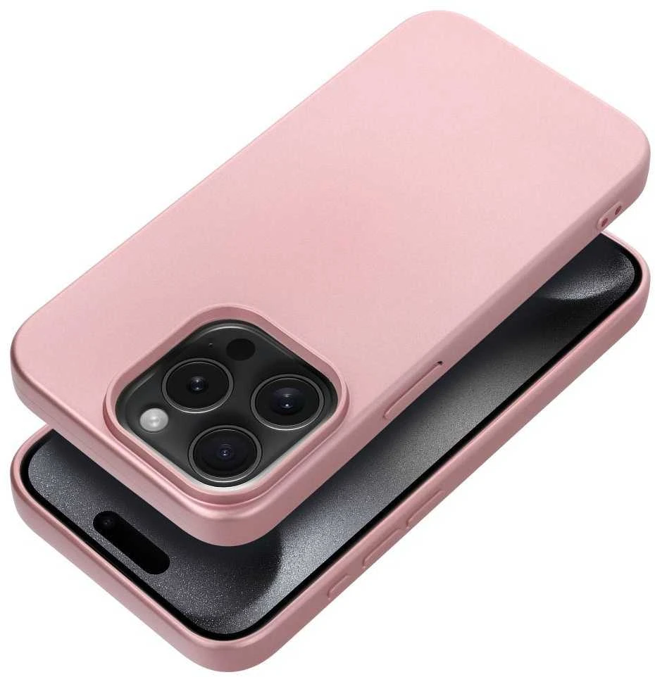OEM dėklas, skirtas iPhone 15 PRO, metalinės rožinės spalvos