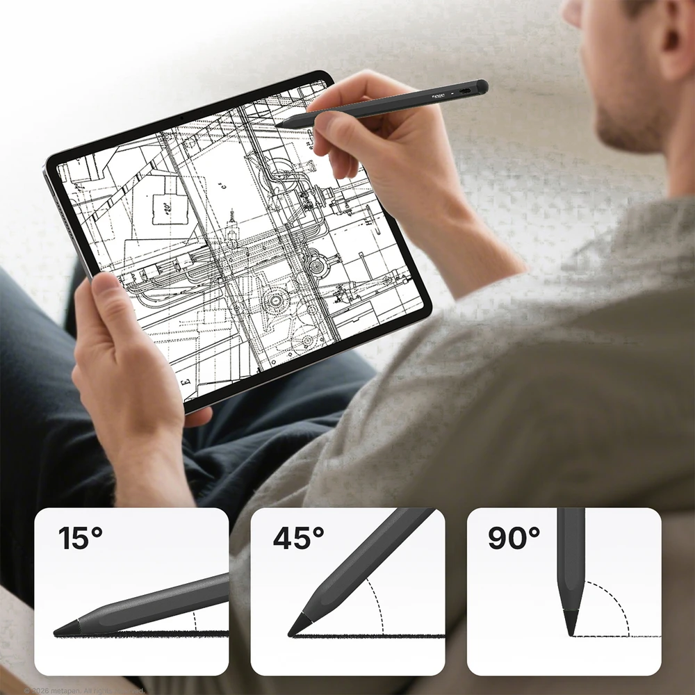 „Metapen A8“ aktyvus rašiklis iPad USB-C - Juodas