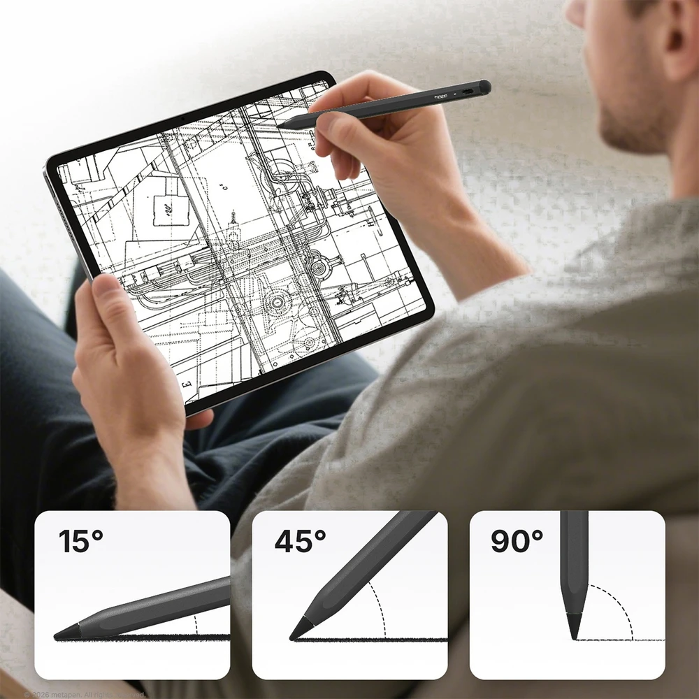 Metapen A8 V4 Active Stylus for iPad USB-C - Juodas