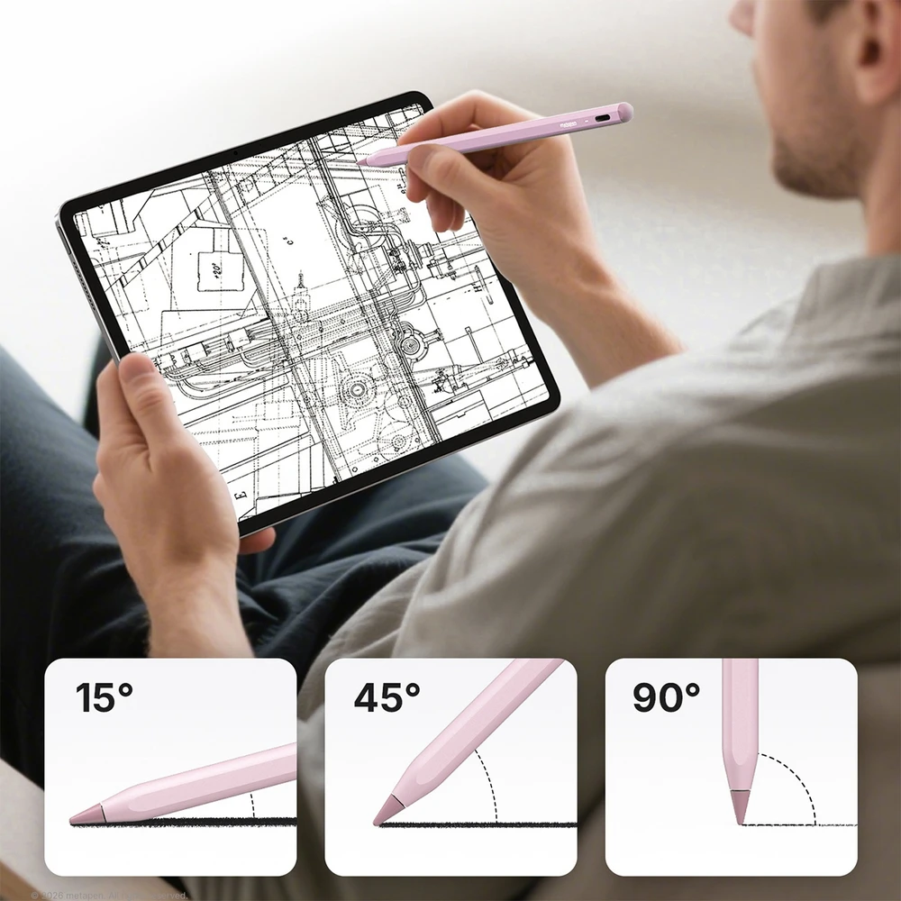 Metapen A8 V4 Active Stylus for iPad USB-C - Rožinė