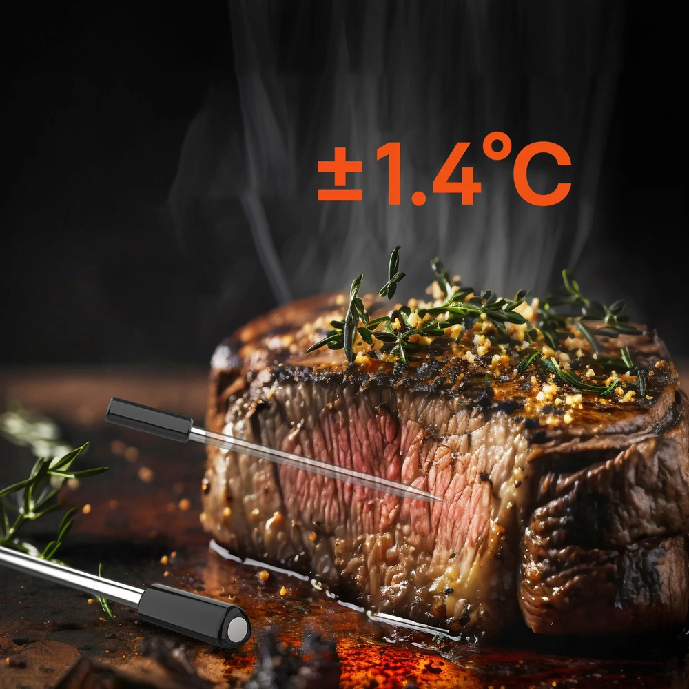 Virtuvinės svarstyklės Nezatříděno Meatmeet Pro smart kitchen thermometer with Bluetooth/WiFi app, grill, orkaitė, smoker - juodas