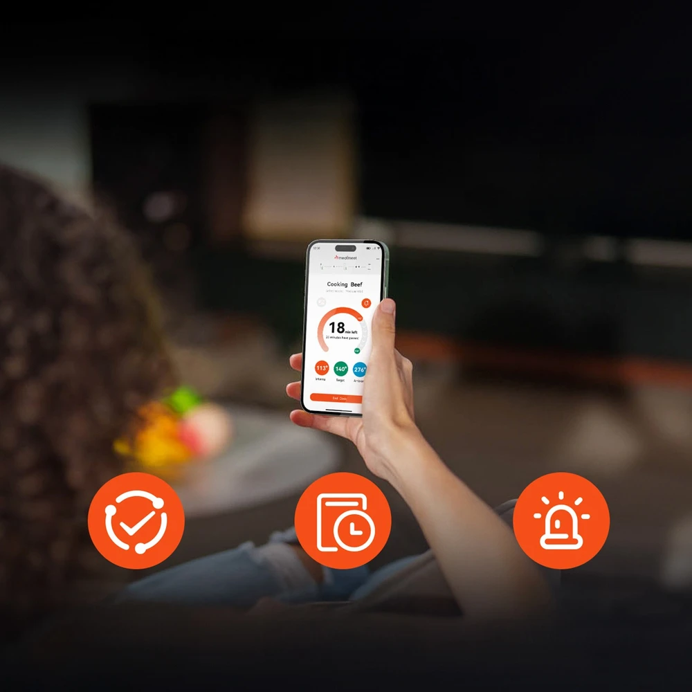 Virtuvinės svarstyklės Nezatříděno Meatmeet Pro smart kitchen thermometer with Bluetooth/WiFi app, grill, orkaitė, smoker - juodas