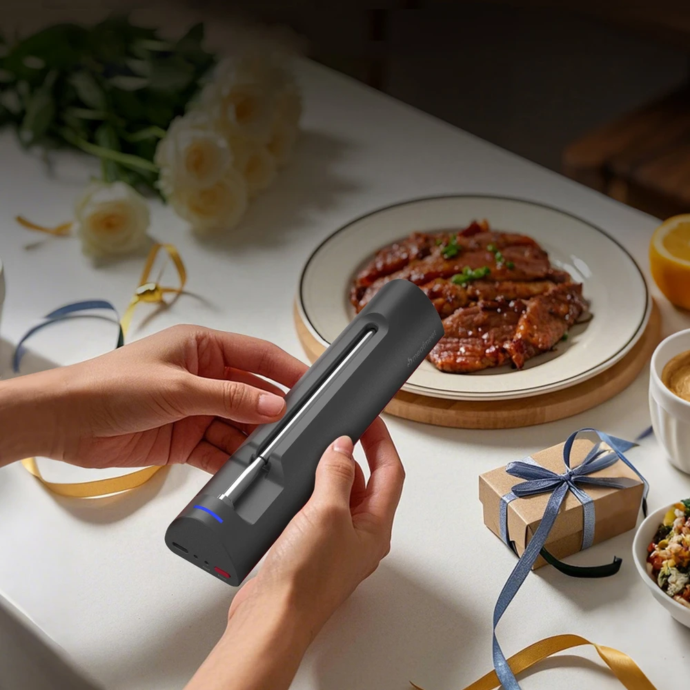 Virtuvinės svarstyklės Nezatříděno „Meatmeet S Pro“ virtuvės termometras su „Bluetooth“ programėle griliams, orkaitėms, rūkykloms – pilkas