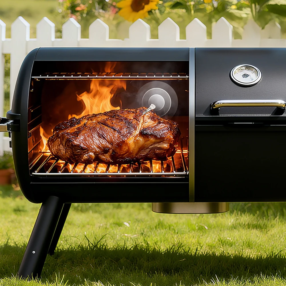 Virtuvinės svarstyklės Metapen „Meatmeet X Pro“ virtuvės termometras su „Bluetooth“ / „WiFi“ programėle kepsninei, orkaitei, rūkyklai - Juoda