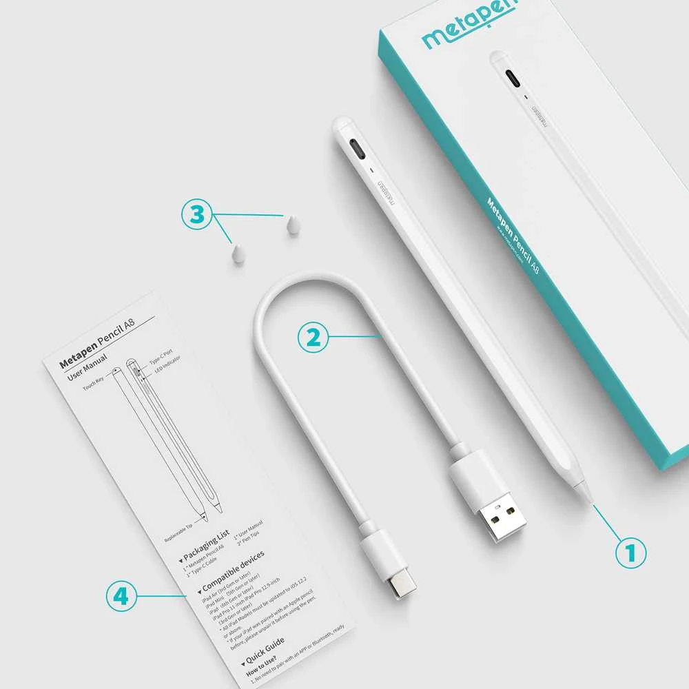 Metapen Pieštukas A8 for iPad - Baltas