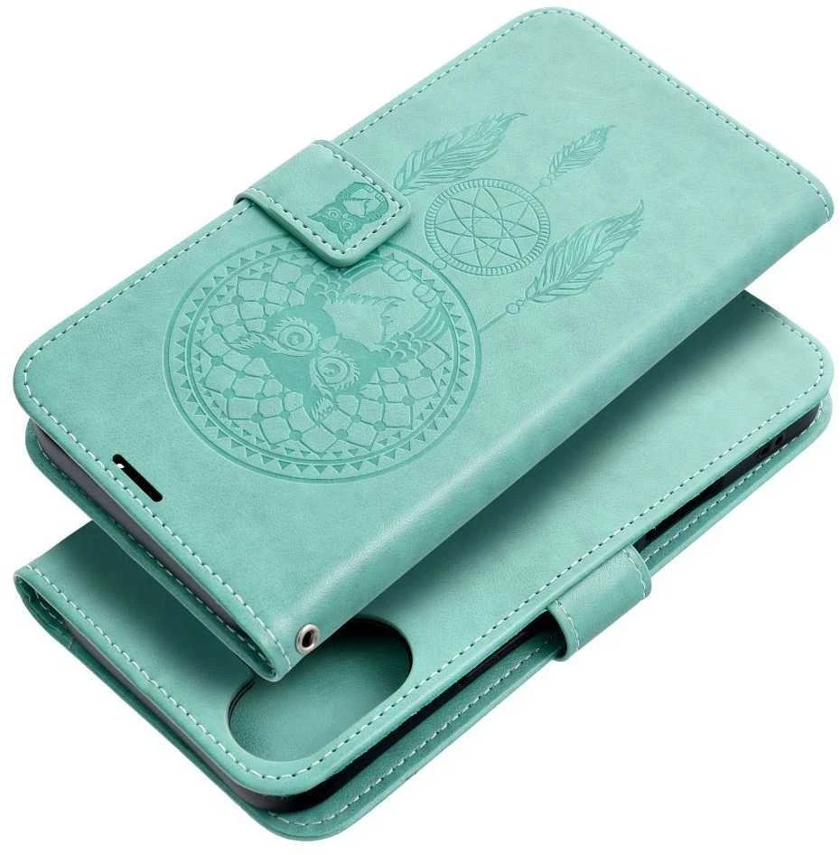 OEM atverčiamas dėklas iPhone 16 PLUS Mezzo Book dreamcatcher žalias