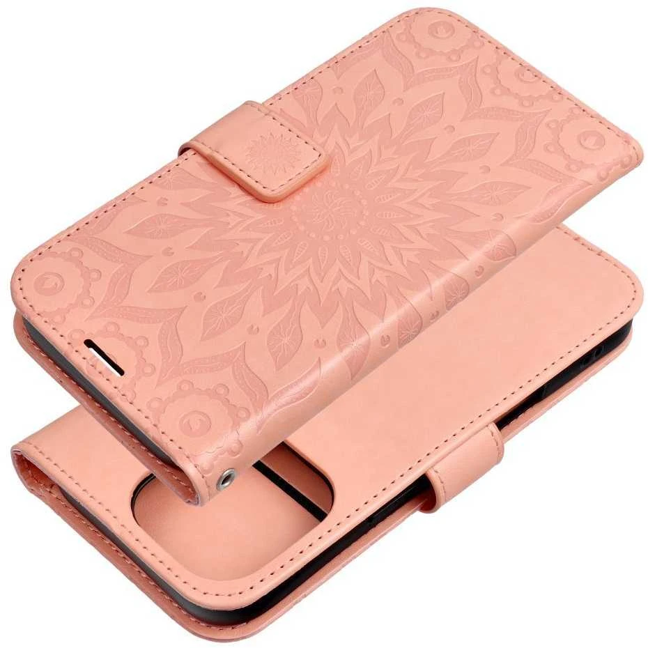 Telefono dėklas Oem MEZZO Book skirtas Iphone 16 Pro, persiko spalvos