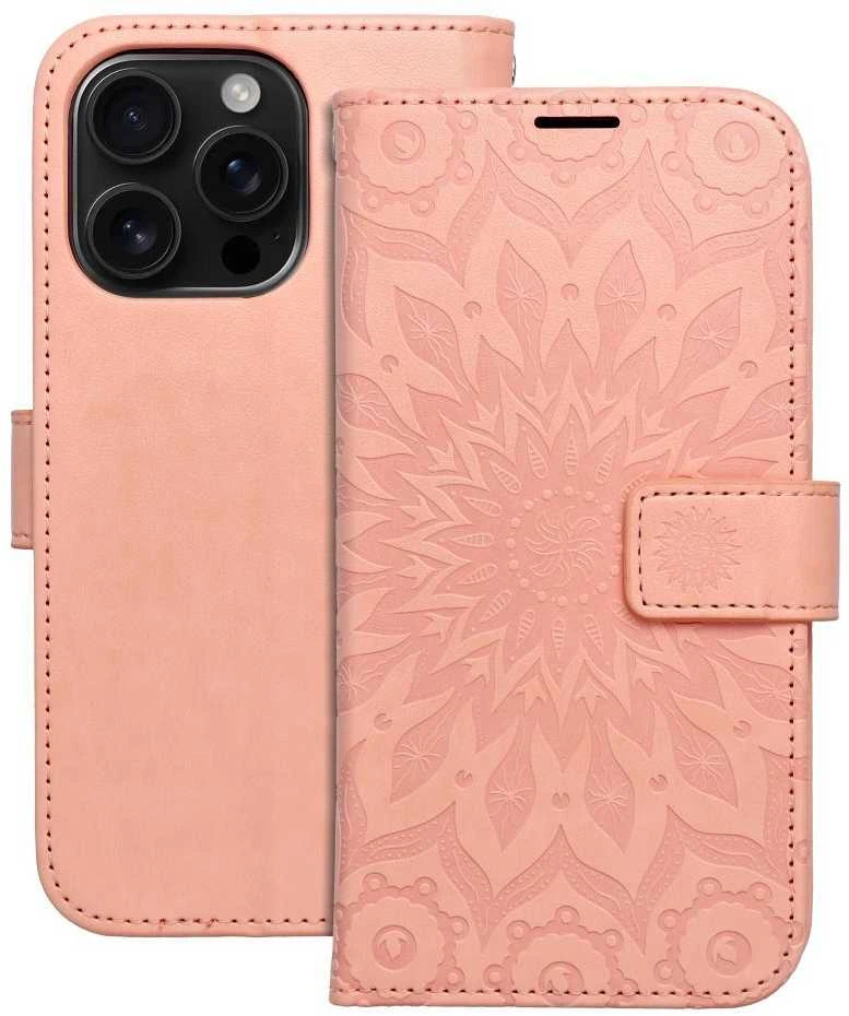 Telefono dėklas Oem MEZZO Book skirtas Iphone 16 Pro, persiko spalvos