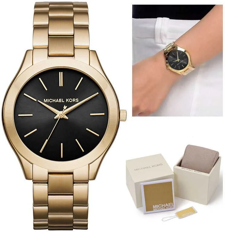 MICHAEL KORS Moteriškas laikrodis MK3478 - Runway, auksinis